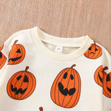 Halloween Joskaa Lioraitiin 1-5Years Toddler Girls Boys Halloween Sweatshirt T Shirts Long Sleeve Pullover Pumpkin Halloween Outwear