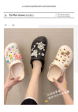 Joskaa Summer Women Slippers Shoes With Charms Jewelry Garden Shoes Wedges Platform Sandals Antiskid Female Clogs Flip Flops For Woman