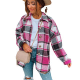 Joskaa 2024 Comfortable And Casual Women's Clothing Autumn And Winter New Windbreaker Lapel Loose Long-Sleeved Plaid Woolen Coat Women