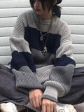 Joskaa Tawaaiw Vintage Winter Sweater Women Loose Casual Knitted Pullovers Retro America Striped Jumpers Female Streetwear Sweaters