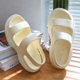 Joskaa Summer Women Flip Flops Slippers Solid Thick EVA Platform Non-Slip Heel Sandals Home Outdoor Beach Couples Men's Ladies Shoes