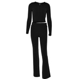 Joskaa Long Sleeve Zipper Hooded SweaterTwo Piece Sets Women Skinny Pants Tracksuit Suit Solid Ladies Casual Knitted Sweatshirt Set