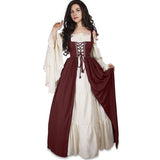 Halloween Joskaa Halloween Women Elegant Dress European Medieval Court Fancy Vampire Cosplay Costume Carnival Vintage Strapless Long Sleeve Queen