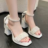 Joskaa High Heels Women Lolita Shoes 2024 Brand New Platform Mary Janes Party Shoes Summer Sandals Bow Thick Pearl Pumps Mujer Zapatos