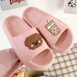 Joskaa Summer Women Thick Sole Slippers Indoor Home Non-Slip Slipper Casual Beach Slides EVA Household Cartoon Dog Animals Shoes