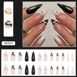 Joskaa 24pcs Cute Cat y2k Nails Press On Long Round Almond False Nails For Girl Fake Nails With Star Full Cover Artificial Nail Tips