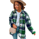 Joskaa 2024 Comfortable And Casual Women's Clothing Autumn And Winter New Windbreaker Lapel Loose Long-Sleeved Plaid Woolen Coat Women