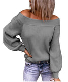 Joskaa Thanksgiving Gift Bikoles Sexy Off Shoulder Slash Neck Long Sleeve Autumn Winter Women's Sweater New Fashion Solid Loose Knitting Ladies Tops