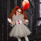 Halloween Joskaa Joker Pennywise Girls Tutu Dress Kids Gray Creepy Clown Halloween Costume Cosplay Clothes Children Birthday Fancy Dresses