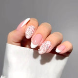 Joskaa Nail Inspo 2024 Summer 24pcs Almond False Nails Fresh Flower Rhinestone French Press On Nails 2024 Summer New DIY Detachable Full Set Nail Tips