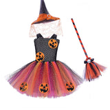 Halloween Joskaa Halloween Girls Tutu Dress Rainbow Tutu For Kids Carnival Party Costume Tulle Dresses With Hat Broom Pumpkin Monster Cosplay