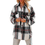 Joskaa Plaid Jacket Women Coat 2024 New Autumn Winter Vintage Stylish Pockets Oversized Jacket Coat Long-Sleeved Casual Warm Chic Tops