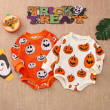 Halloween Joskaa Lioraitiin 0-3T Baby Girl Boy Halloween Days Lovely Romper Pumpkin Printing Long Sleeve Sweatshirt Jumpsuits