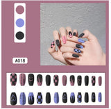 Joskaa 24pcs Long Gradient Nude False Nail With Glue Simple Ins Style Artifical Press On Nails Acrylic Nails Blueberry Milk Nails