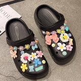 Joskaa Summer Women Slippers Shoes With Charms Jewelry Garden Shoes Wedges Platform Sandals Antiskid Female Clogs Flip Flops For Woman