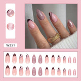 Joskaa 24pcs Cute Cat y2k Nails Press On Long Round Almond False Nails For Girl Fake Nails With Star Full Cover Artificial Nail Tips