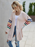 Joskaa Women Knitted Cardigans Sweater Autumn Winter Loose Rainbow Stripes Fall Coats Casual Chic Long Cardigans For Women 2024 Fashion