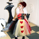 Halloween Joskaa Queen Of Hearts Kids Cosplay Costume Halloween Girls Costume Tutu Dress Children Fancy Dress Up Clothes Girl Long Dress Evening