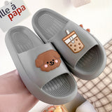 Joskaa Summer Women Thick Sole Slippers Indoor Home Non-Slip Slipper Casual Beach Slides EVA Household Cartoon Dog Animals Shoes