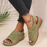 Joskaa 2024 Summer Women Platform Rome Sandals PU Leather Wedges Beach Sandalias Woman Open Toe Solid Casual Shoes Plus Size 43