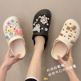 Joskaa Summer Women Slippers Shoes With Charms Jewelry Garden Shoes Wedges Platform Sandals Antiskid Female Clogs Flip Flops For Woman