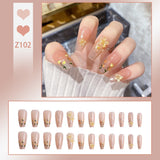 Joskaa 24P Fake Nails Press on Nails Set Diamond Streamer Flash Fly Butterfly Seamless Removable False Nail Barbie Nail August Nails 2024