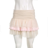 Joskaa hoco dresses 2024 new Y2K Aesthetic Coquette Ruched Assymetrical Baby Pink Mini Skirt