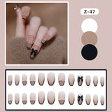 Joskaa 24Pcs Super Shiny False Nails 3D Drop Diamond y2k Mid-length Coffin Ballet Fake Nails Full Finished Fake Nail Barbie Nail