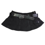 JOSKAA 2024 new Harajuku Y2K Goth 90s Vintage Grunge Rockstar Girlfriend Aesthetic Black Denim Micro Skirt with Belt