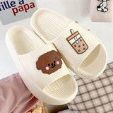 Joskaa Summer Women Thick Sole Slippers Indoor Home Non-Slip Slipper Casual Beach Slides EVA Household Cartoon Dog Animals Shoes