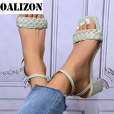 Joskaa Sexy High Heels Summer Sandals 2024 New Women Weave Chunky Shoes Designer Classic   Pumps Plus Size Slippers Female Slides