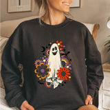 Halloween Joskaa Vintage Halloween Sweatshirt Flower Ghost Halloween Sweatshirt Spooky Halloween Mom Pullover Pumpkin Halloween Sweatshirt Hoodie