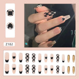 Joskaa 24P Fake Nails Press on Nails Set Diamond Streamer Flash Fly Butterfly Seamless Removable False Nail Barbie Nail August Nails 2024