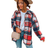 Joskaa 2024 Comfortable And Casual Women's Clothing Autumn And Winter New Windbreaker Lapel Loose Long-Sleeved Plaid Woolen Coat Women