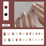 Joskaa 24pcs Long Gradient Nude False Nail With Glue Simple Ins Style Artifical Press On Nails Acrylic Nails Blueberry Milk Nails