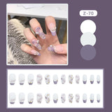 Joskaa 24P Fake Nails Press on Nails Set Diamond Streamer Flash Fly Butterfly Seamless Removable False Nail Barbie Nail August Nails 2024