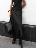 Joskaa  2024 High Waist Slim Elegant Fashion Long Skirt Women Simple Vintage Office Lady New Fall Dress