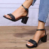 Joskaa Sexy High Heels Summer Sandals 2024 New Women Weave Chunky Shoes Designer Classic   Pumps Plus Size Slippers Female Slides