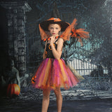 Halloween Joskaa Halloween Girls Tutu Dress Rainbow Tutu For Kids Carnival Party Costume Tulle Dresses With Hat Broom Pumpkin Monster Cosplay