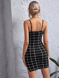 Joskaa hoco dresses Retro Plaid Sexy Spaghetti Strap Bodycon Mini Dresses Summer Women Casual Party Short Fashion Backless Short Dresses Vestido