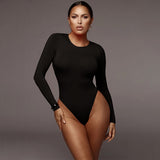 Joskaa O Neck Long Sleeve Solid White Sexy Bodysuit Women Black Autumn Winter Body Top Gray Casual Lady Streetwear Bodysuits