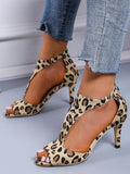 Joskaa Women High Heels Party Shoes Summer Sandals 2024 New Brand Zebra Leopard Fashion Sexy Pumps Ankle Strap Ladies Shoes Stilettos