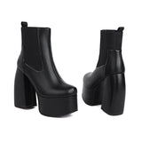 Halloween Joskaa Autumn Women High Heels Ankle Boots 2024 Winter New Fashion Shoes Chunky Chelsea Boots Platform Motorcycle Boots Party Pumps