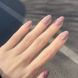 Joskaa 24pcs Long Gradient Nude False Nail With Glue Simple Ins Style Artifical Press On Nails Acrylic Nails Blueberry Milk Nails