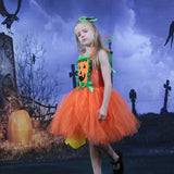 Halloween Joskaa Scary Pumpkin Monster Girls Halloween Dress Up Tutu Dress Kids Clothes For Carnival Party Dresses Orange Dress With Ruffles