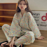 Joskaa Thanksgiving Gift 2024 Spring New Fashion Comfortable Casual Pajamas Women Nine-Point Sleeve Suit Simple Korean Style Home Clothes Two-Piece Set