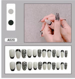 Joskaa 24Pcs False Nails French Ballet Press On Nail Art Seamless Removable Wearing Reusable Fake Nails Back To School Nails