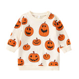 Halloween Joskaa Lioraitiin 1-5Years Toddler Girls Boys Halloween Sweatshirt T Shirts Long Sleeve Pullover Pumpkin Halloween Outwear