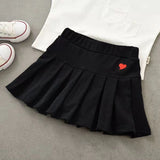 JOSKAA 2024 new Balletcore Kawaii Aesthetic Heart Embroidery Elastic Waist Tennis Skirt