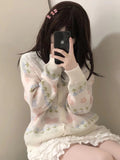 Thanksgiving Gift Sweet Mori Girl Women Sweater Spring Autumn Women Sweater Peter Pan Collar Lace Floral Knitted Outerwear Lolita Cardigan Female